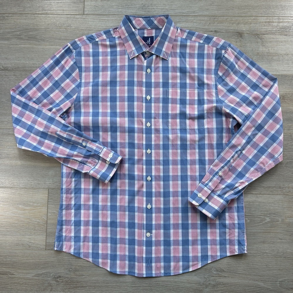 Johnnie-O Prep-Formance Shirt Mens Medium Plaid Performance Stretch Button Up